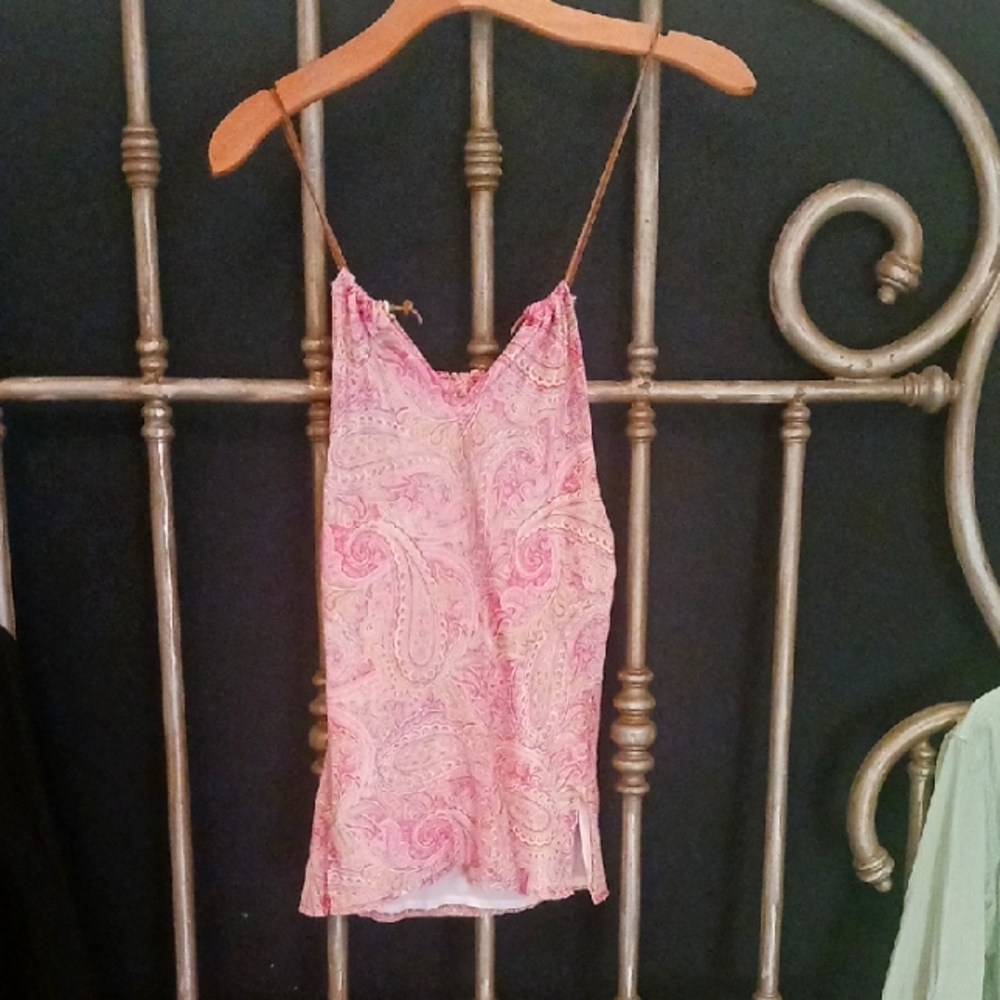 Anna Huling Pink Paisley-patterned Halter Top
